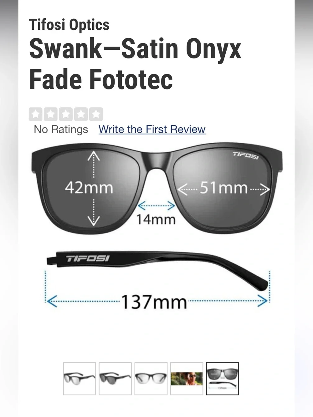 Tifosi Optics Swank Fototec Light Adapting Glasses